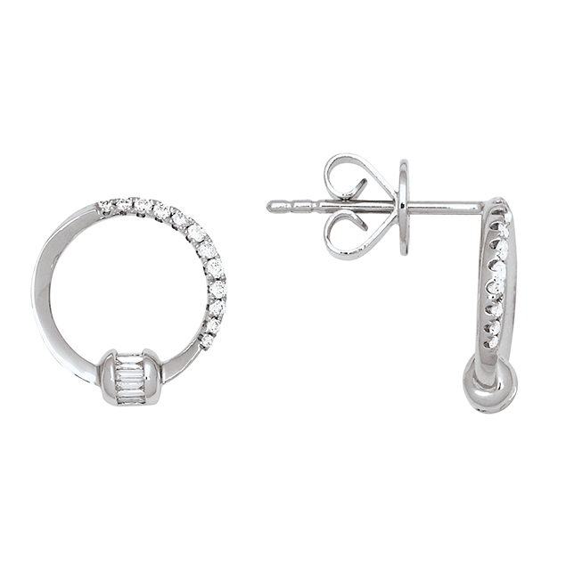 boucles d'oreilles or blanc diamant