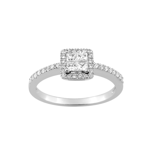 Bague Diamant Princesse Or Blanc