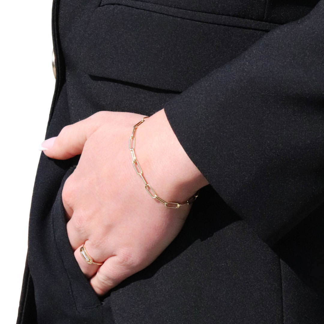 bracelet-or-maille-rectangle-chaine-lucky-one-bijoux Bracelet tendance chaine or