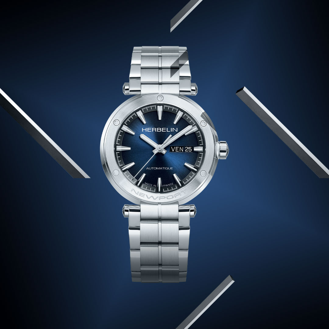 montre-herbelin-acier-newport-1768 Montre Newport Herbelin 1768A15GD