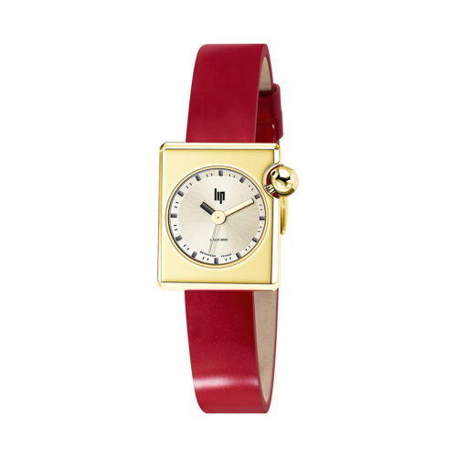 Montre Lip Mach 2000 Mini Square Rouge Doré 671186