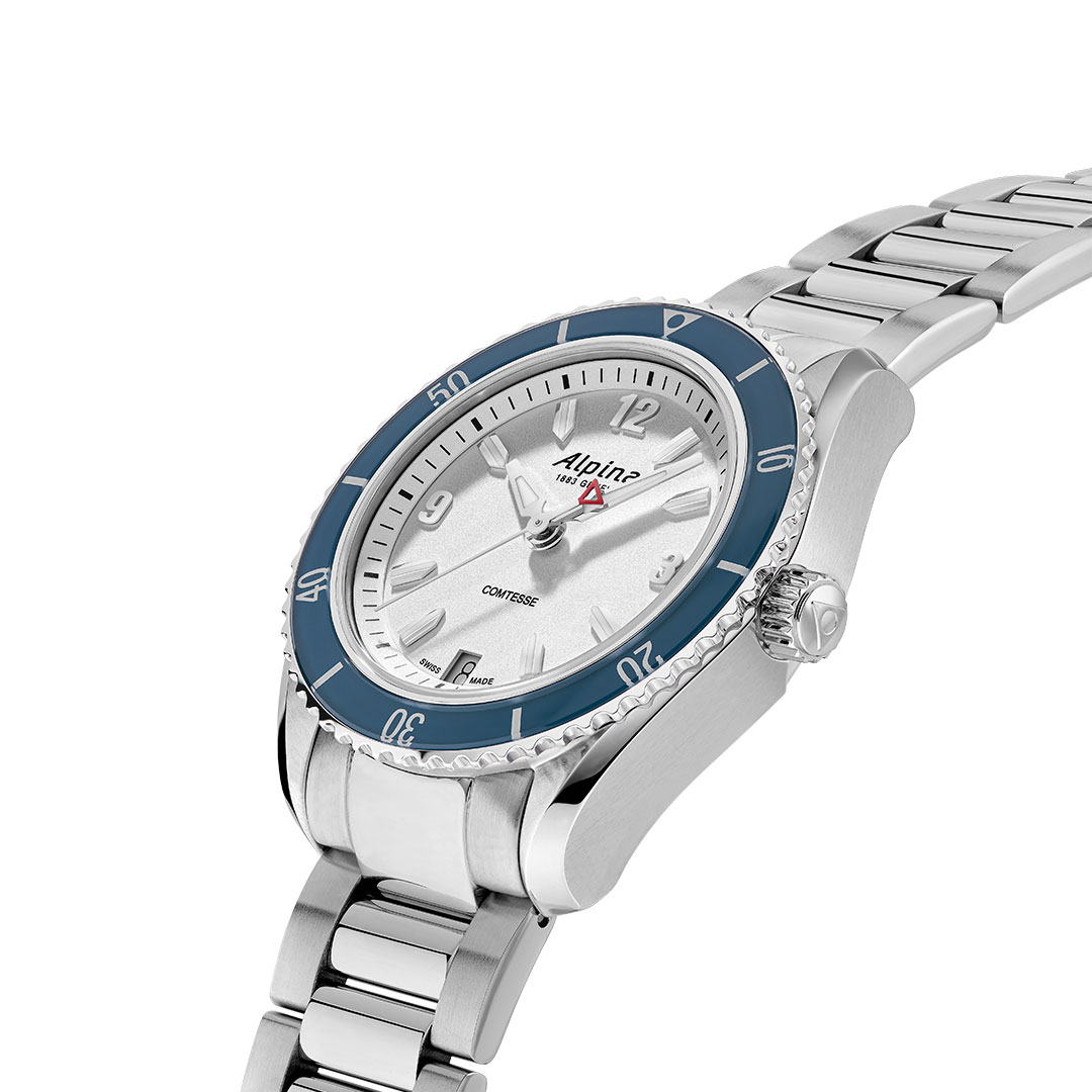 Montre-Alpiner-Comtesse-quartz-AL-240S3NC6B-2 Montre Alpina Comtesse Acier Cadran Blanc AL-240S3NC6B