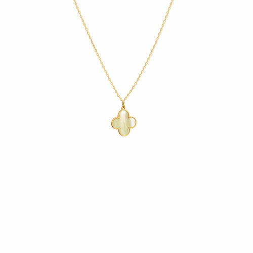 Collier nacre trefle or