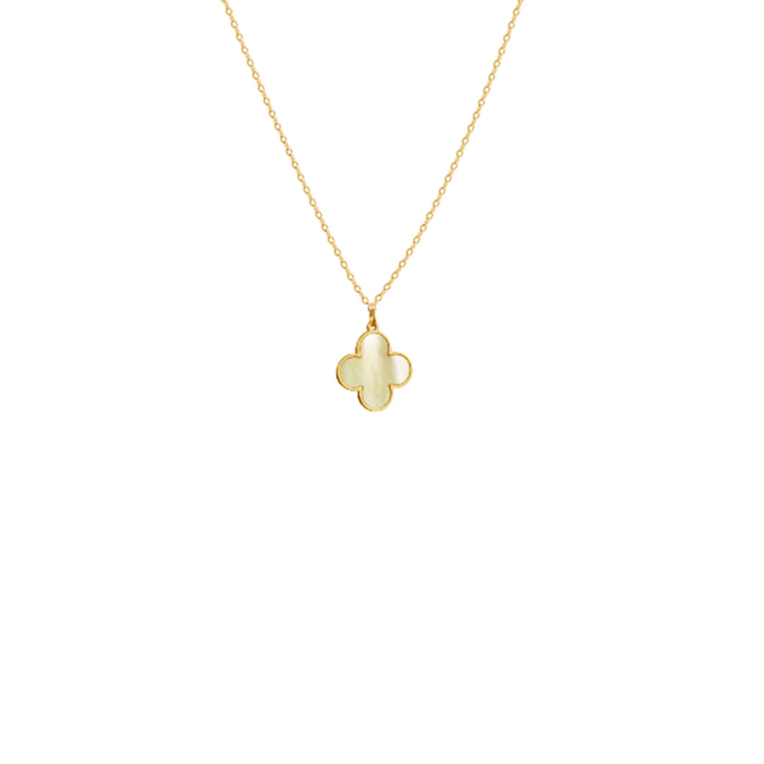 Collier nacre trefle or