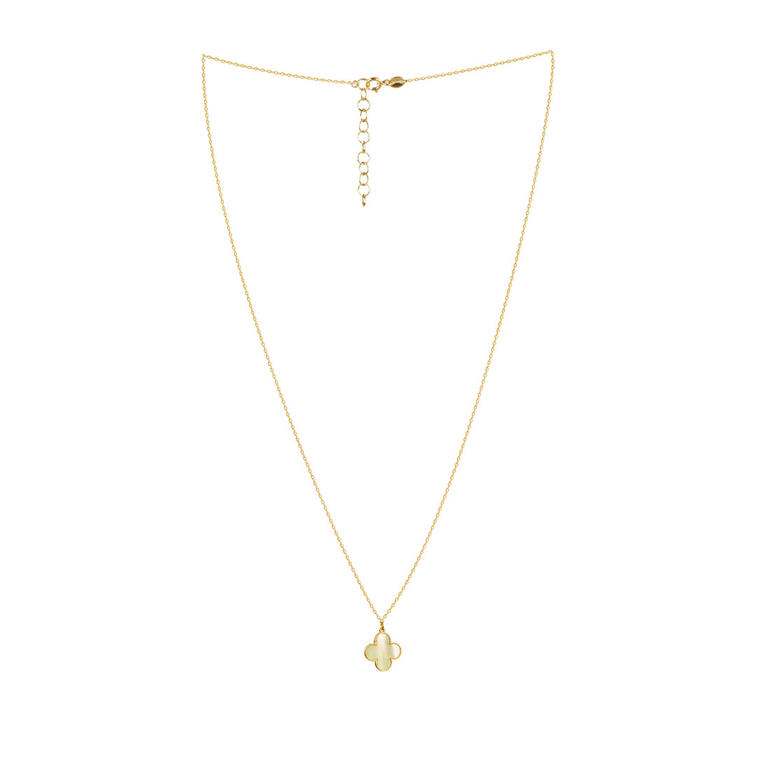 collier-nacre-trefle-2 Collier plaque résine blanc